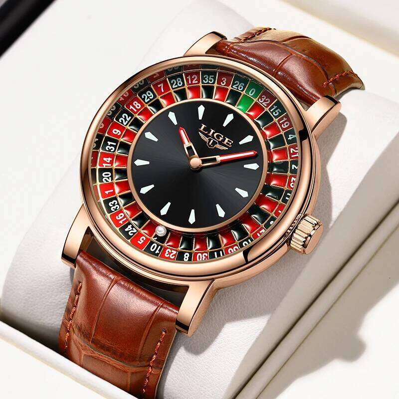 LIGE 2025 Creative Watches men Roulette Game Dial Fashion Mens Watch Waterproof Luminous Quartz Wristwatches Reloj Hombre free shipping