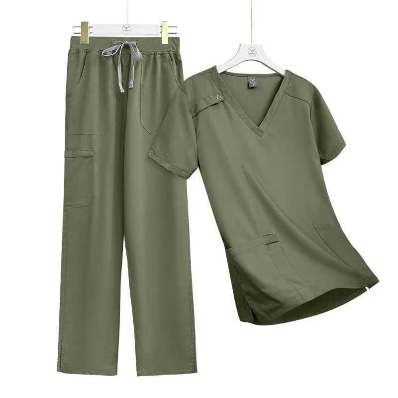 High-quality Nurse Suit Multi-color Elastic and Comfortable Hot-selling Doctor Nurse Work Clothes Set V-neck Short Sleeves Z250718