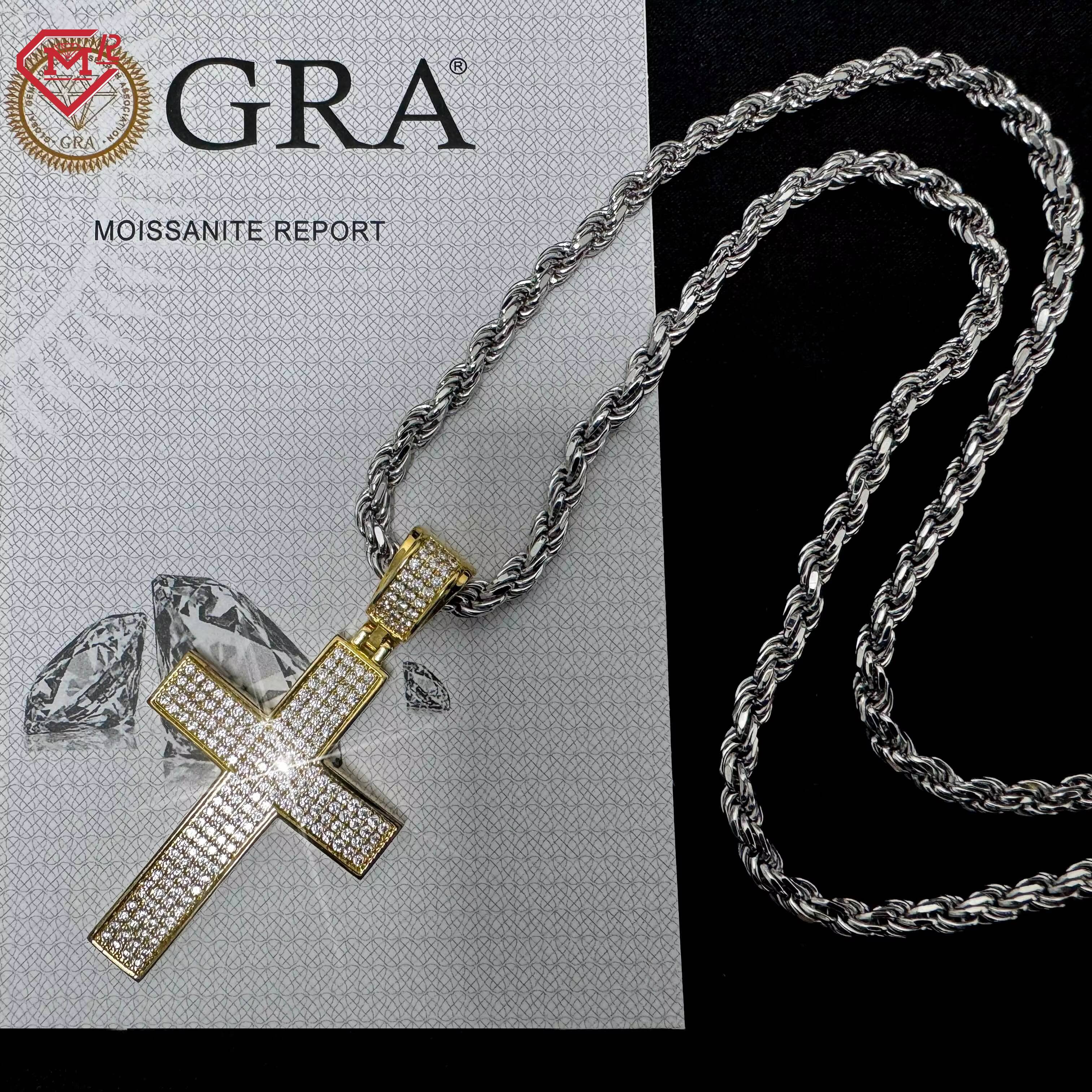 Hip Hop Jewelry Custom Moissanite Pendant Cross 925 Silver Iced Out VVS Moissanite Pendant