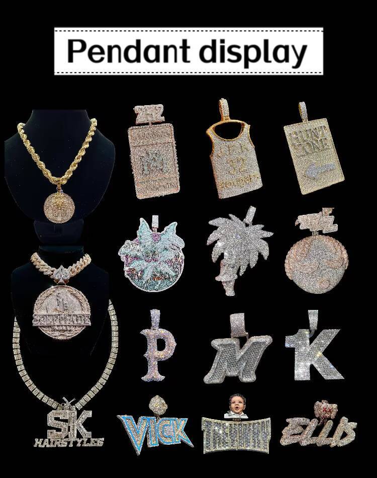 Big Size Mossanite Pendant Hip Hop Iced Out Initial Letter 925 Silver Baguette Cut Custom Moissanite Pendant
