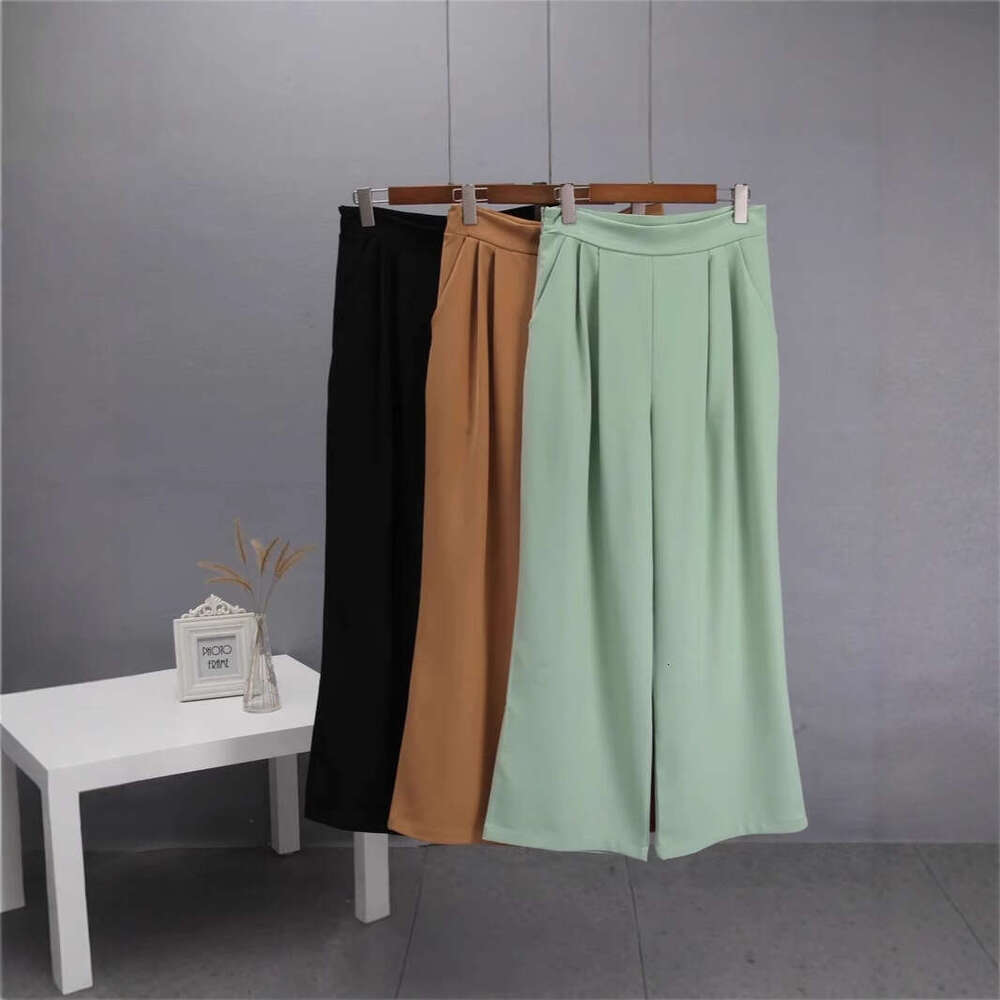 Spring New High Waist Draped Casual Pants Versatile Loose Flared Trousers Women B5