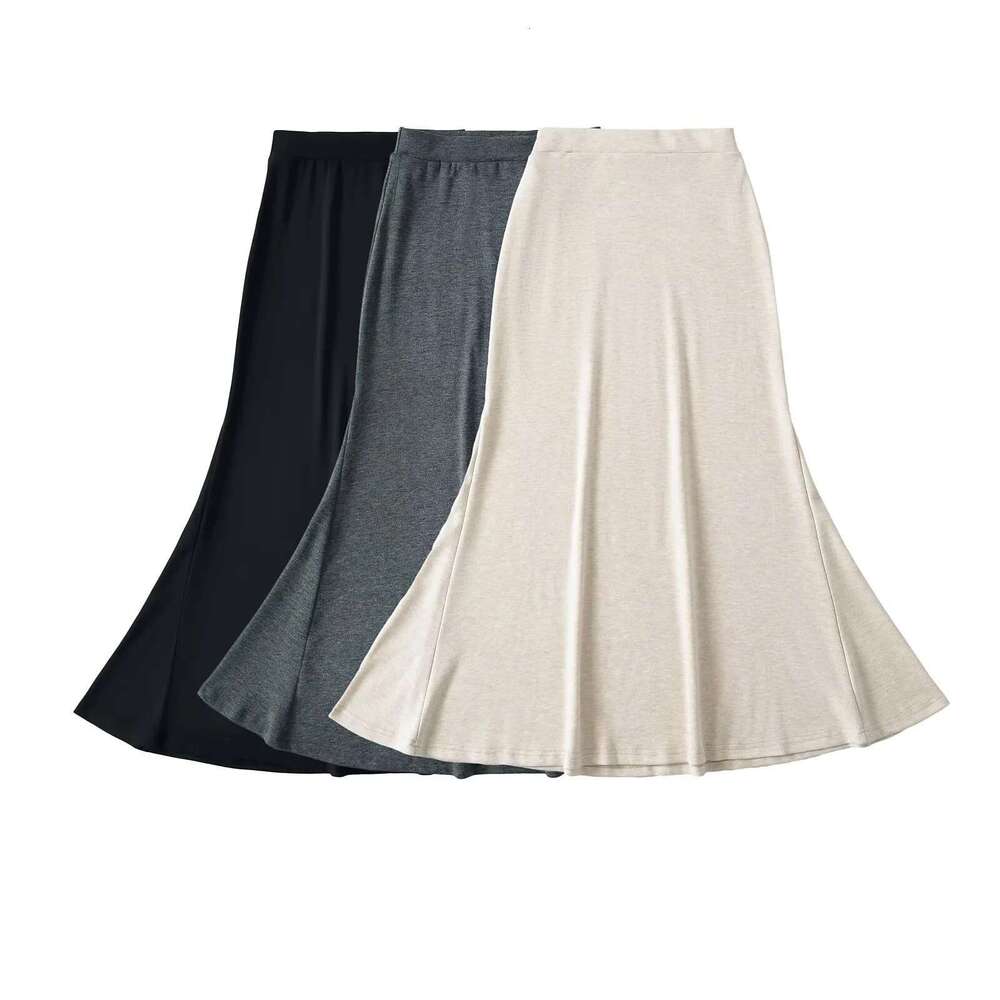 American Style Simple Slim Fit Bodycon High Waist Elastic Midi Autumn Winter High-End Slimming Mermaid Long Skirt For Women B5