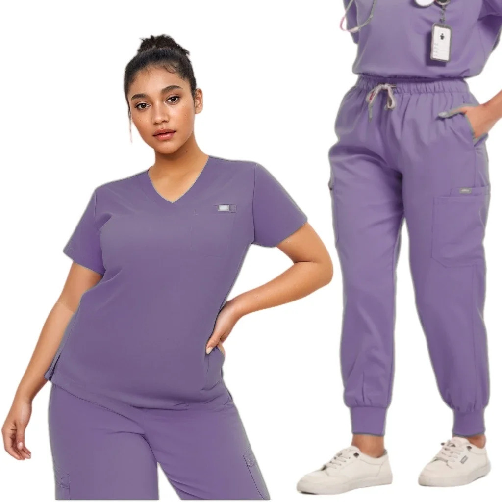 Scrub Nursing Accessories Gowns Doctor Nurse Special Scrub Minimalist Solid Color Work Wear Women Spa Work Wear 250715