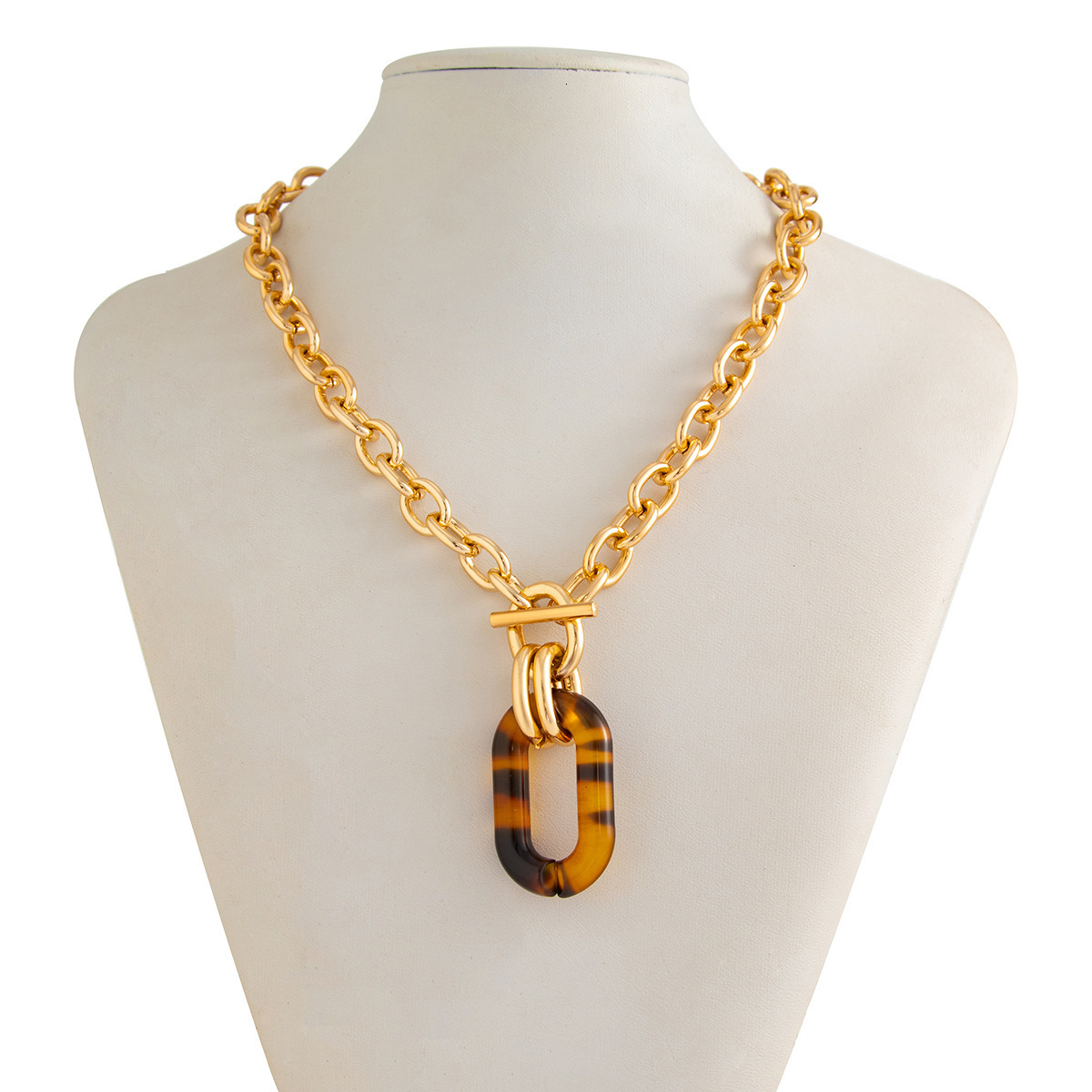 Accessories Fashion Geometric Leopard Print OT Buckle Sweet Cool Personality Metal Chain Necklace Set ddmythur