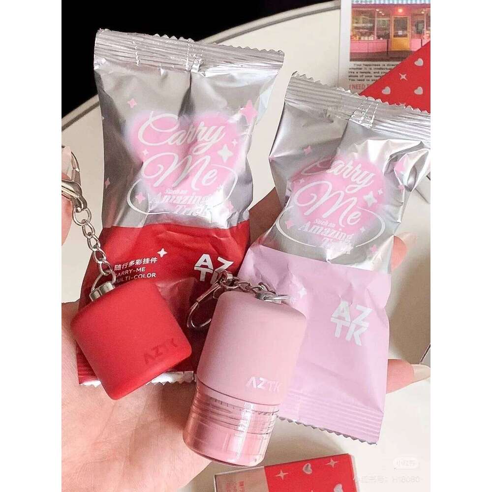AZTK Two-color Mirror Water Glow Lipstick Waterproof Moisturizing Non-stick Cup Nude Lip Glaze Pendant X250718