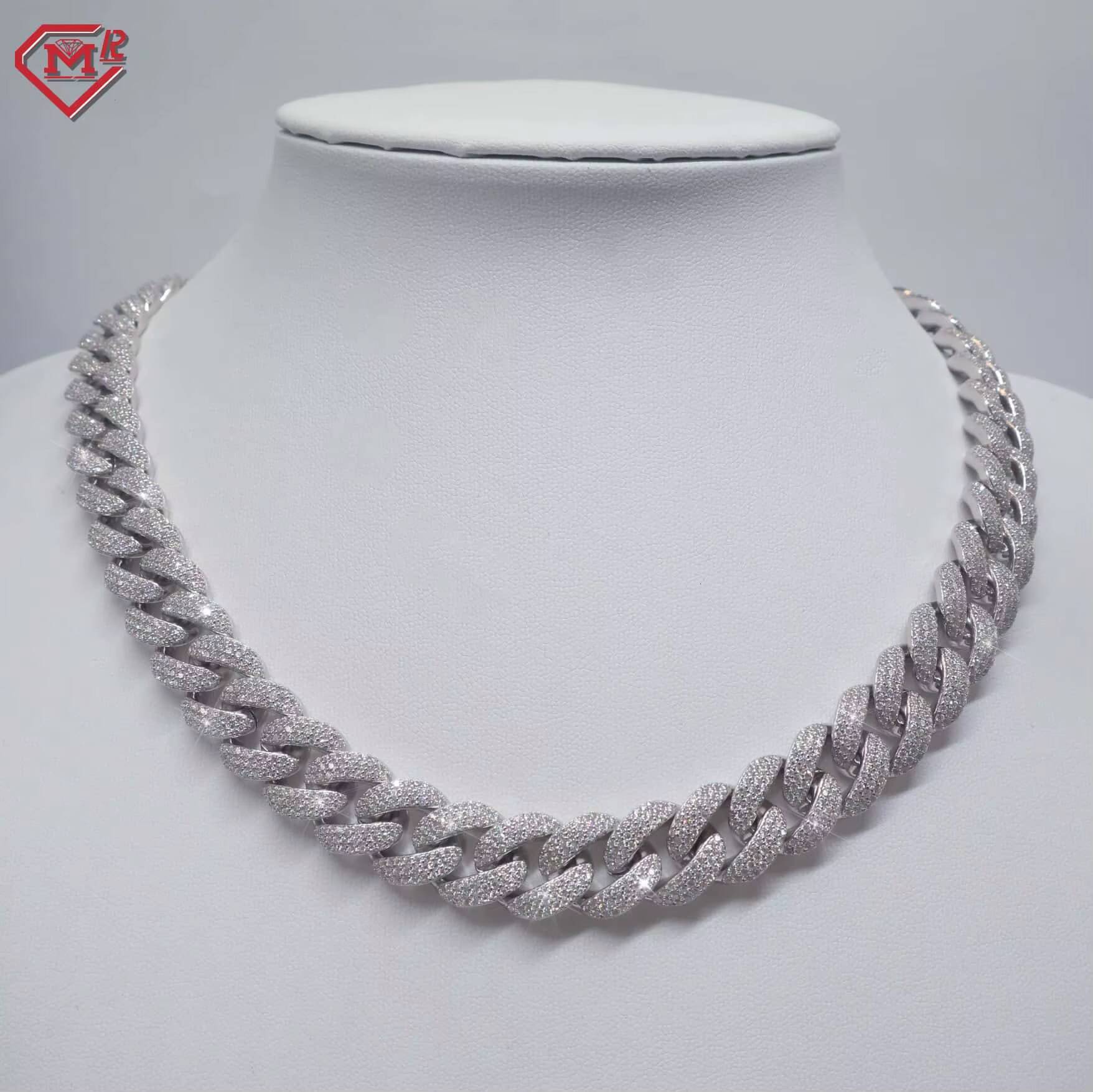 Hiphop 12mm Curb Miami Cuban Link Chain 925 Silver Custom Charm VVS Iced Out Moissanite Cuban Chain