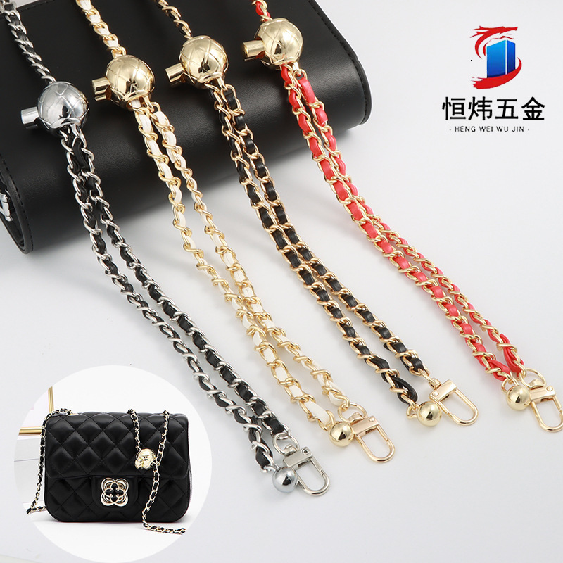 120cm Steel Bag Chain with PU Leather - Replacement 7mm Shoulder Crossbody Metal Bag Chain Strap with Length Adjustable Ball 240401