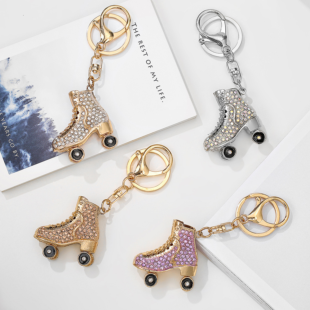 Diamond-inlaid Skates Bag Charms Fashionable And Creative Metal Keychain Ornaments Women's Bag Accessories