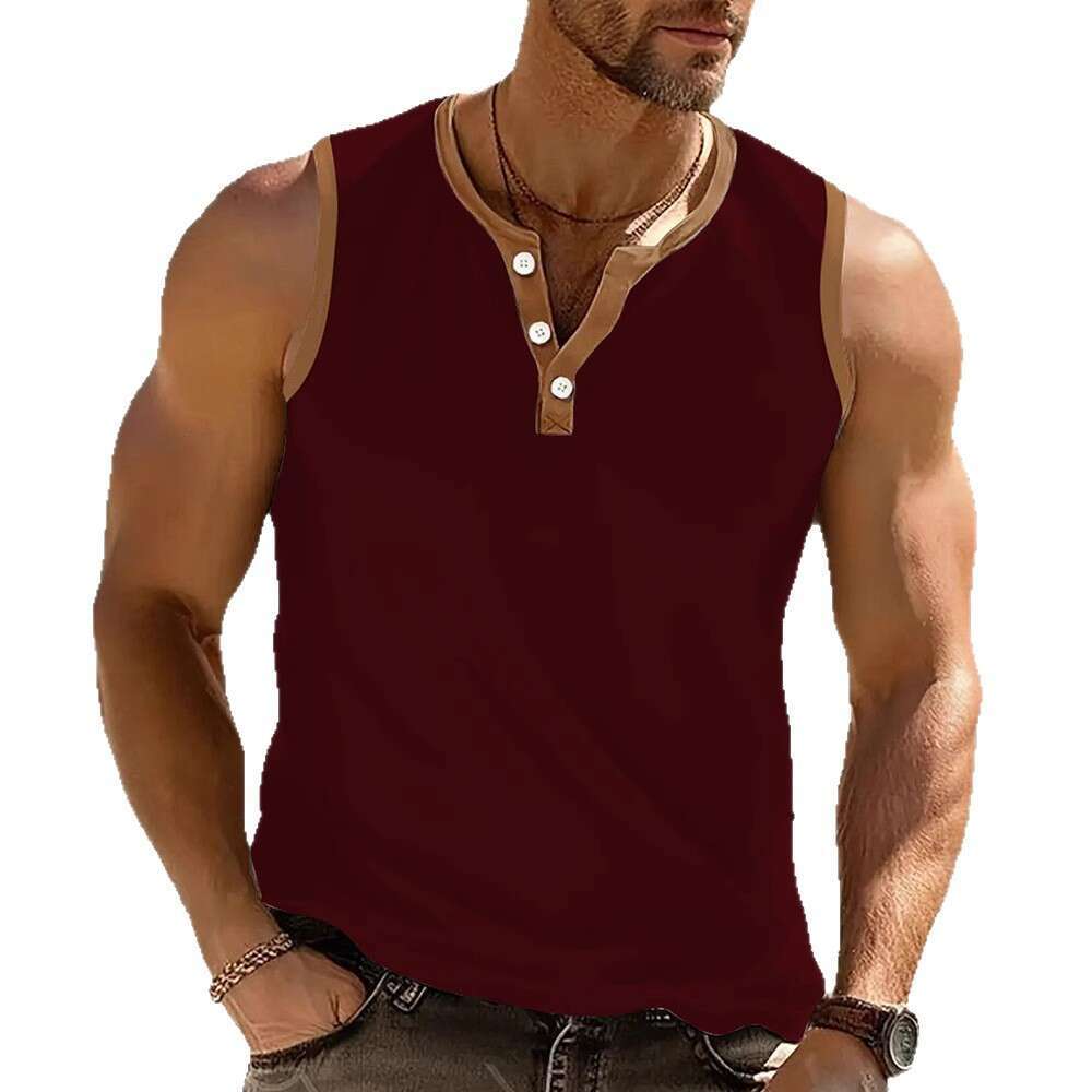 Men's Summer New Sleeveless T-Shirt Youth Casual Loose Solid Color Thin Top Vest Men B5
