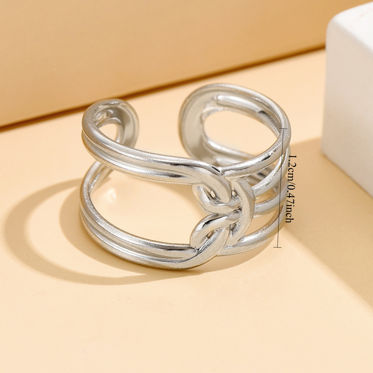 Designer Ring for Women Stainless Steel Line Knotting Design Open Ring Vacuum Gold Plated Non Fading Jewelry