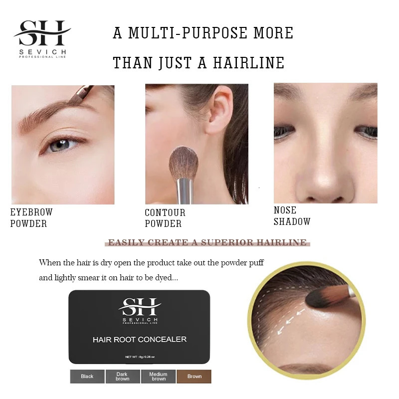 SEVICH Waterproof Hair Line Powder 8g Edge Control Hair Root Cover Up Repair Hair Line Shadow Makeup Unisex Instantly 4 Color 250717