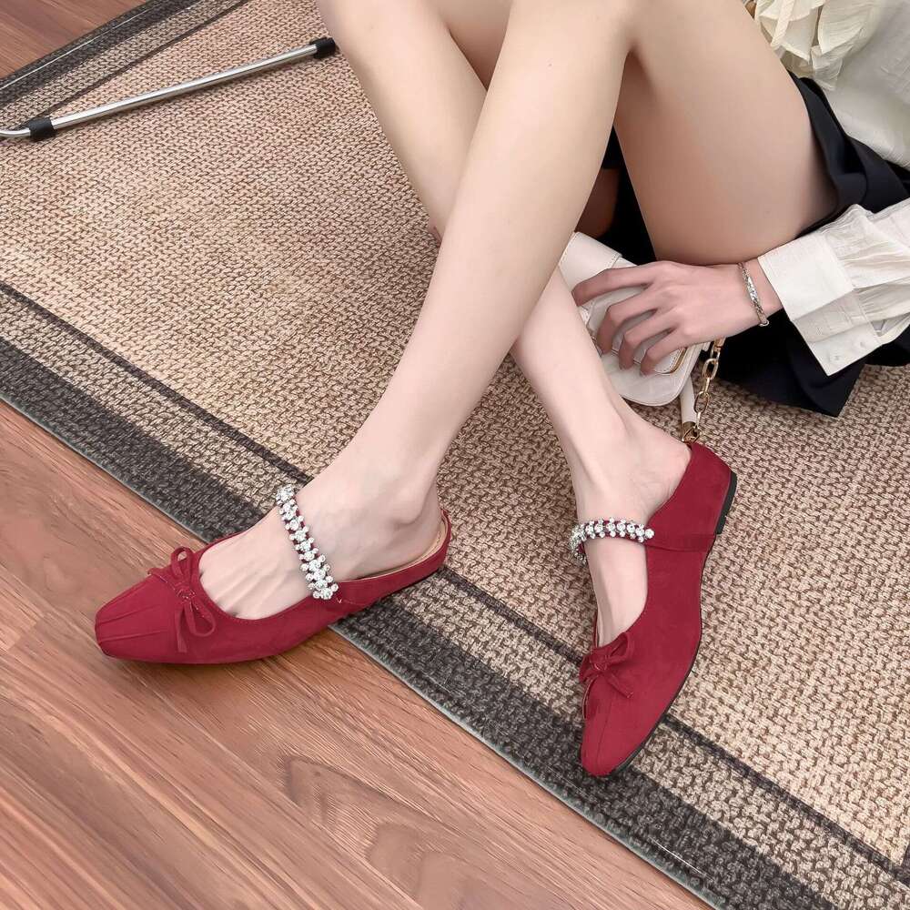 2025 Summer New French Style Petite Height-Increasing Ballet for Women with Bowknot Slip-On Flats