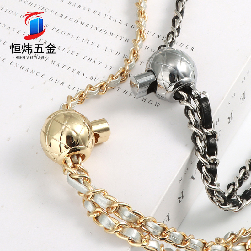 120cm Steel Bag Chain with PU Leather - Replacement 7mm Shoulder Crossbody Metal Bag Chain Strap with Length Adjustable Ball 240401