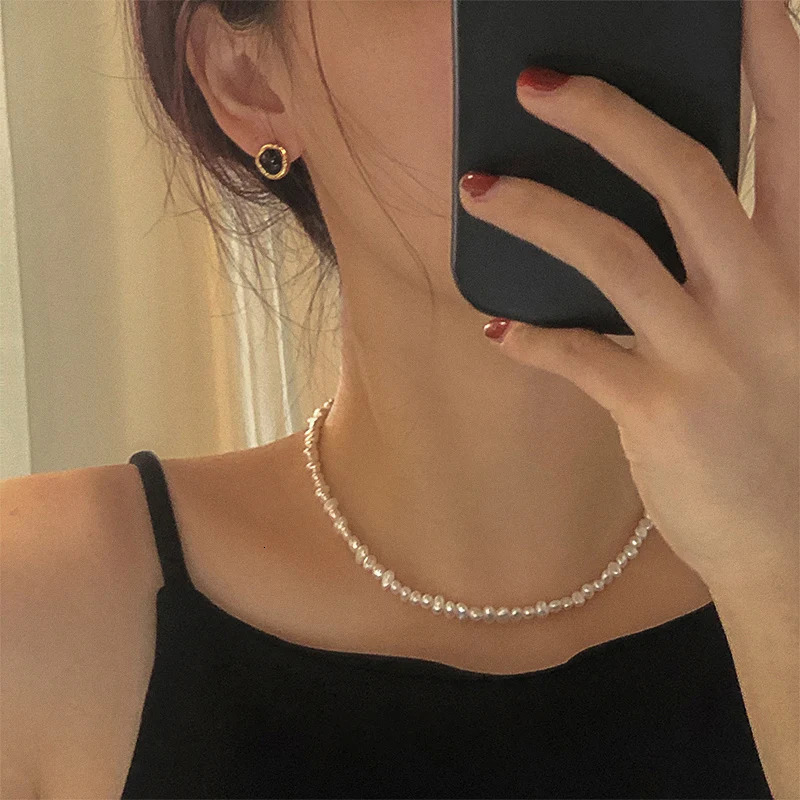 4-5mm Baroque Freshwater Pearl Necklaces with 5cm Extend Chain 925 Sterling Silver 38 45 50cm Necklaces Jewelry Gift 2025 250712