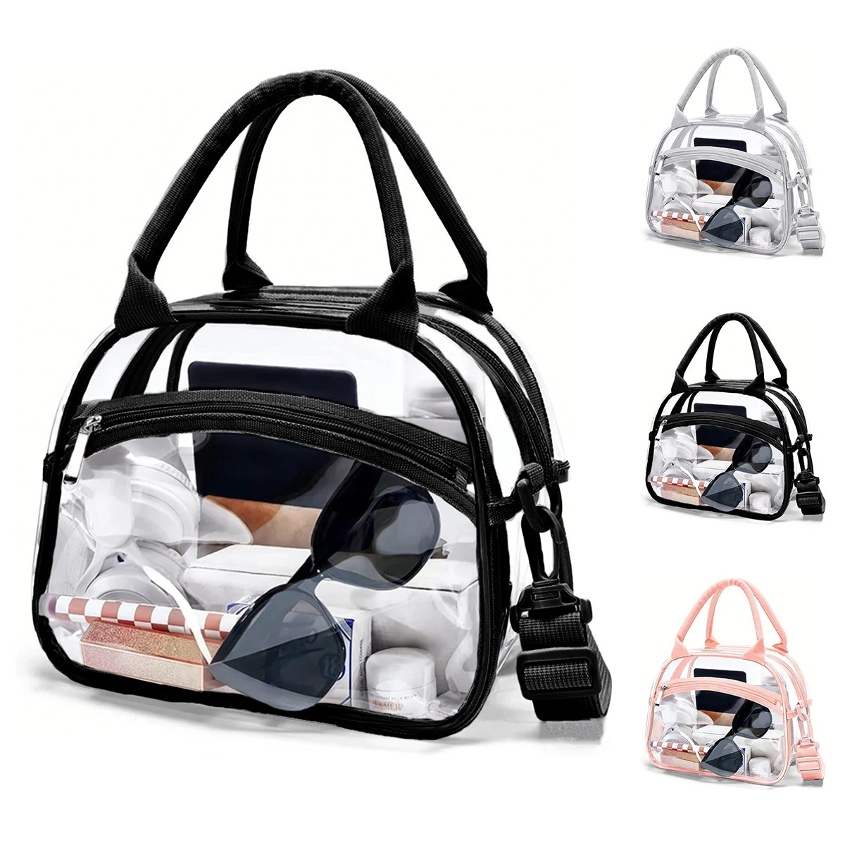 Transparent lunch bag transparent bag with adjustable shoulder straps transparent lunch bag for women and men-zmt 250714