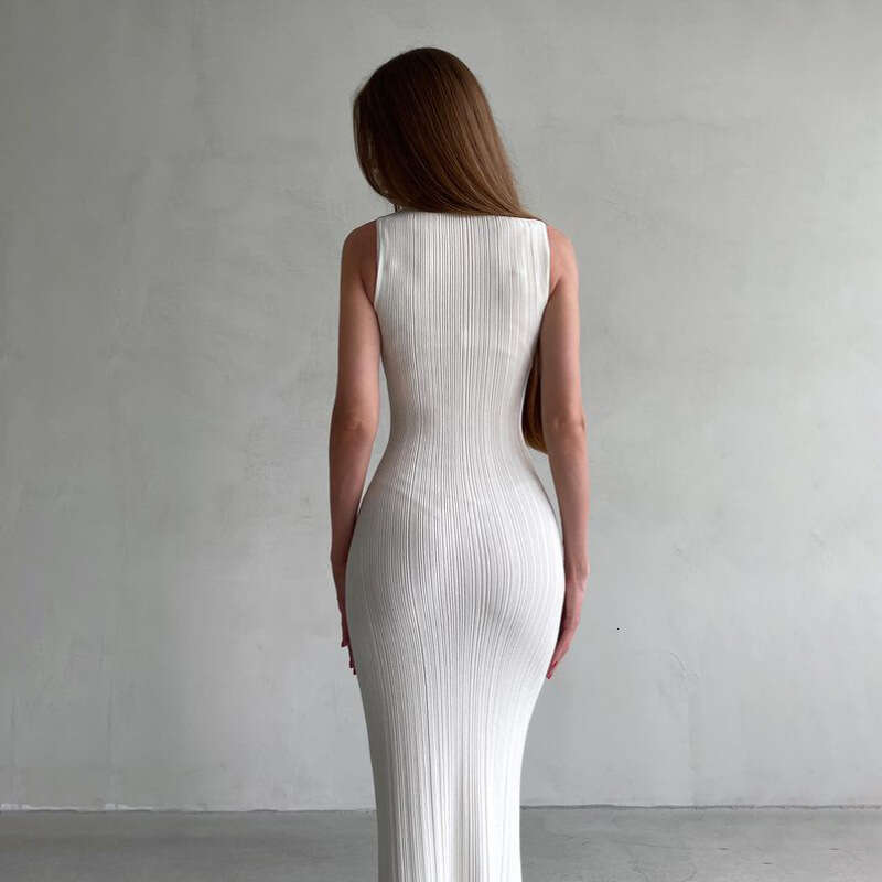 High Neck Sleeveless Tight Autumn New Mid-Length Elegant French Dress B5