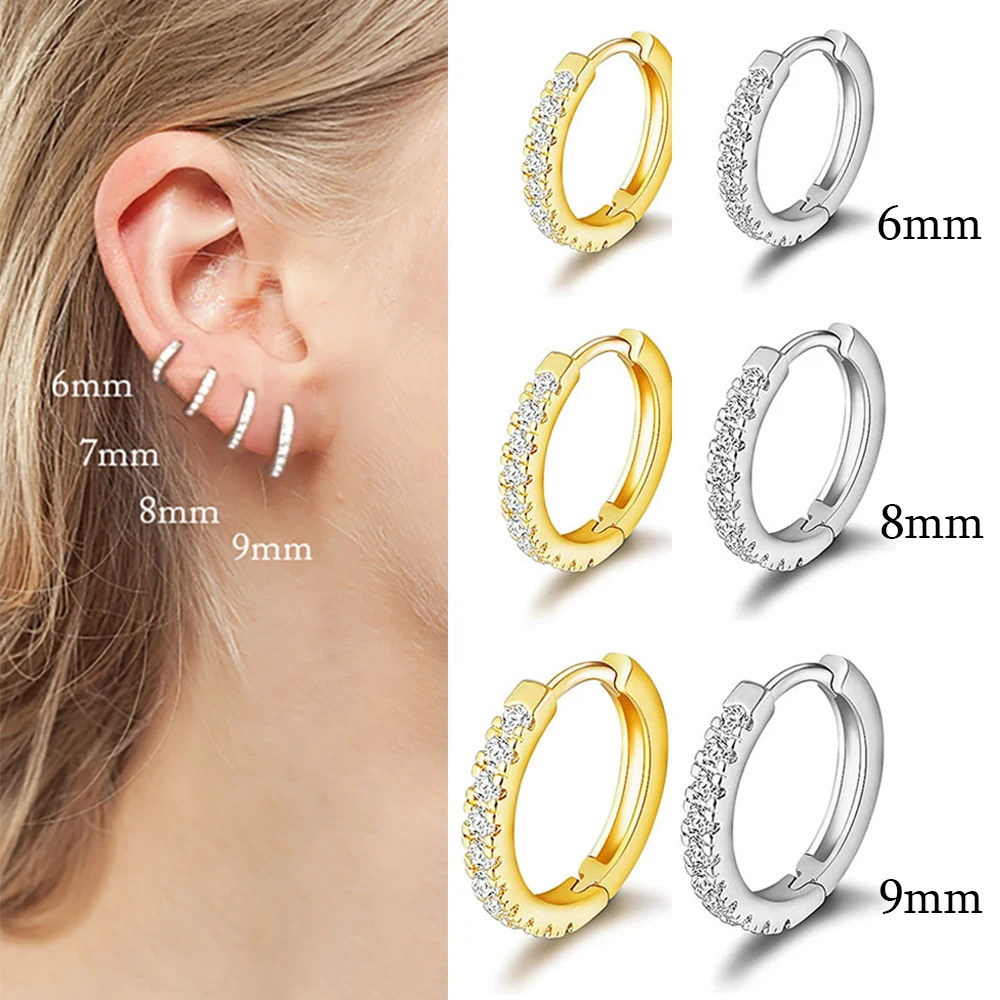2pcs Stainless Steel Multicolor Cz Hoop Cartilage Earring Simple Helix Tragus Daith Conch Rook Snug Ear Piercing Jewelry 250716