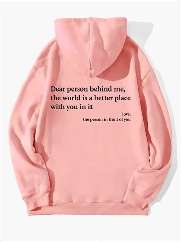 Autumn Y2k Hoodies Young Lady Printed Letter Dear Person Behind Me Creativity Pullover Clothing Street Loose Sweatshirts Womens XJ250717