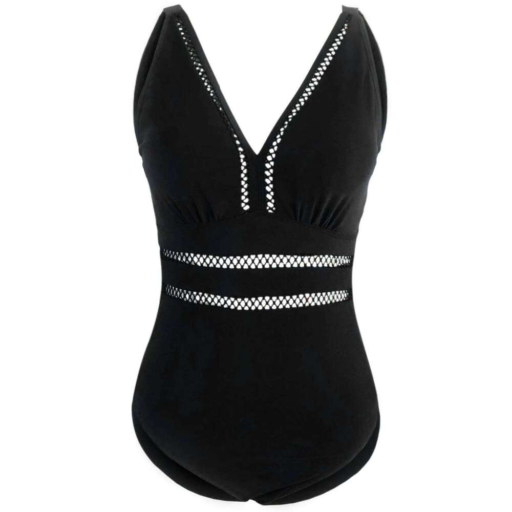 Suit Women'S Large Size Solid Color Mesh ing Printed Swimsuit Bikini