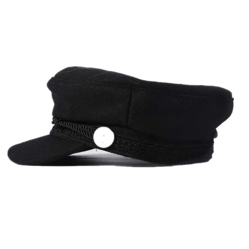 Fashion Women Men Spring Autumn Sailor Black Ladies Beret Top Captain Cap Travel Octagonal Hat L250718