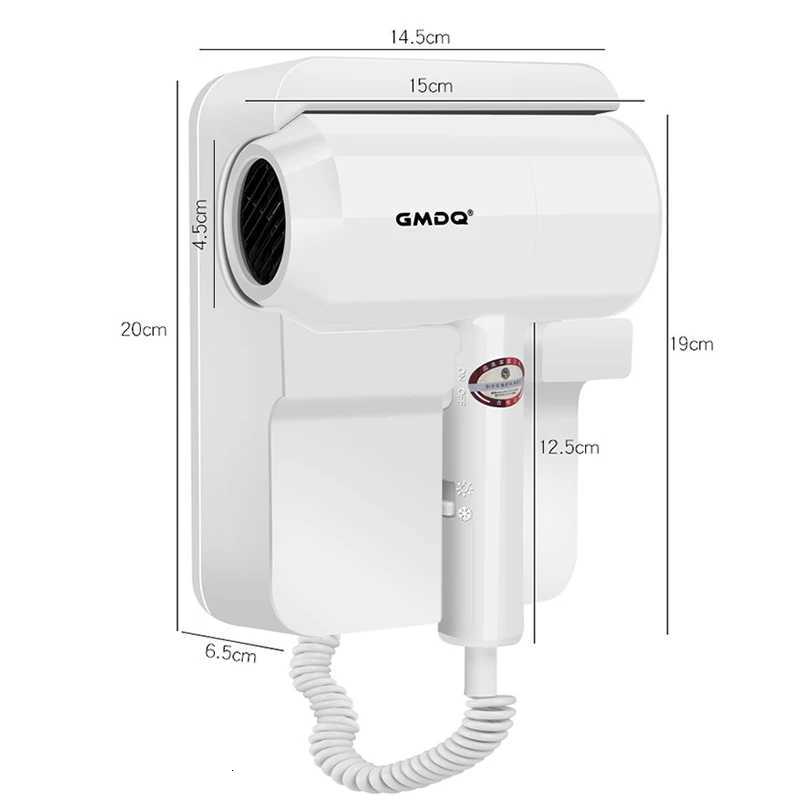 110V/220V Wall Mounted Hair Dryer 1300W Hotel Bathroom Hair Dryers Constant Temperature Dryer with Holder Base US/EU/UK/AU Plug W250718