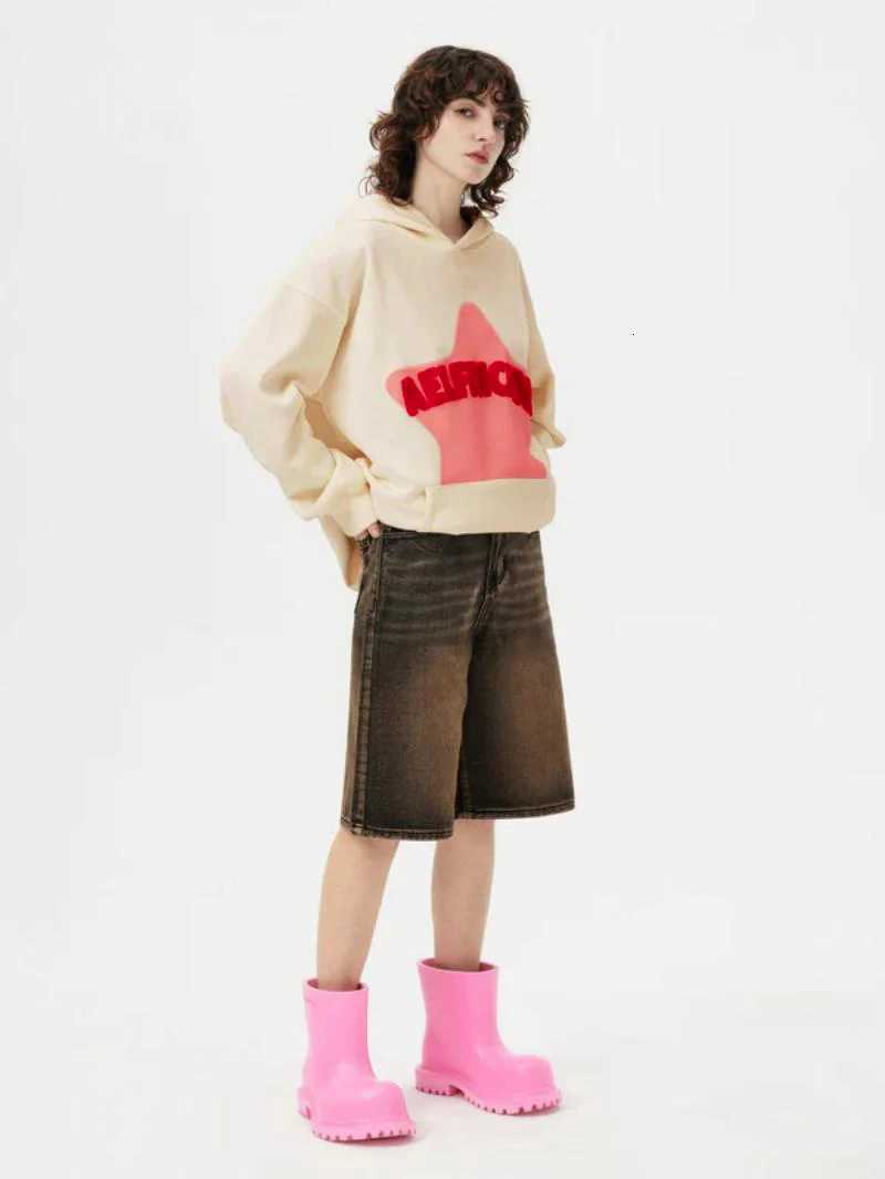 2024 Fall hip hop street graffiti hoodie womens retro casual sports baggy hoodie XJ250717