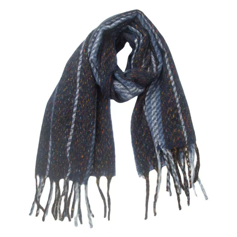 T1250 new scarf European and American autumn and winter clip flower tassel striped scarf shawl