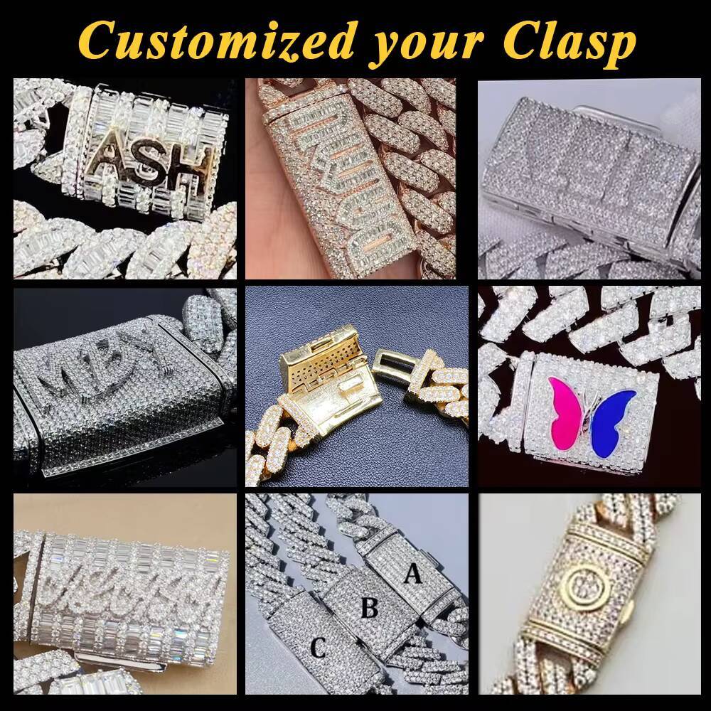 15mm 2rows Vvs Moissnaite Iced Out Hip Hop Jewelry Hot Sale Dropshipping S925 Moissanite Cuban Chain