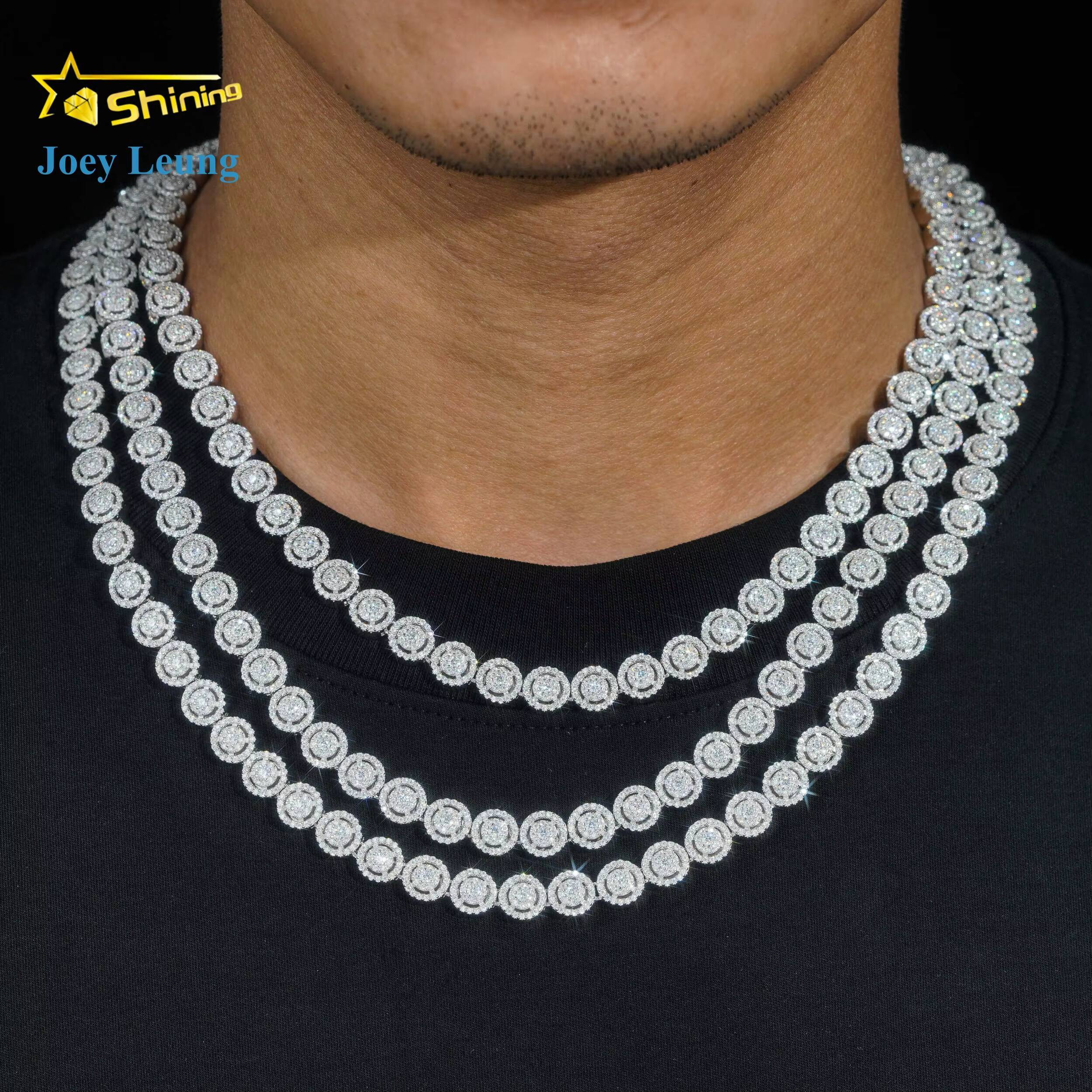 Wholesale Price 8mm Spiked Moissanite Cuban Link Chain 14k Gold Plated 925 Silver Iced Out Vvs Moissanite Necklace Bracelet