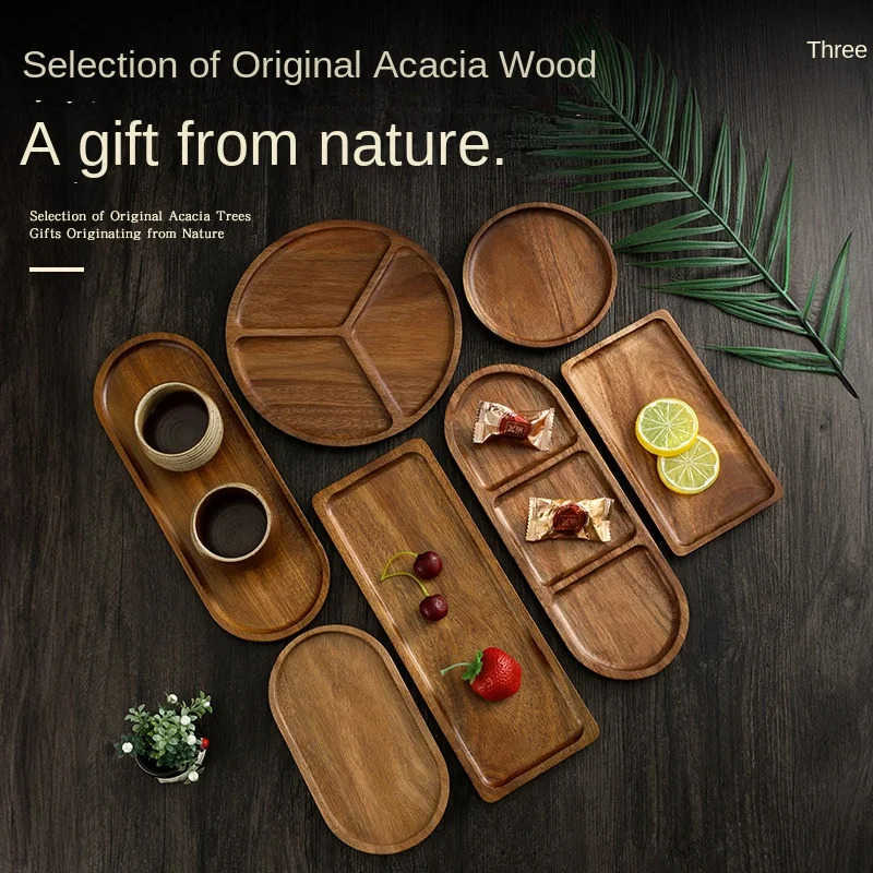 Japanese Solid Wood Fruit Plate Wooden Tray Multi-Size High-Value Fruit Tray Snack Plate M250718