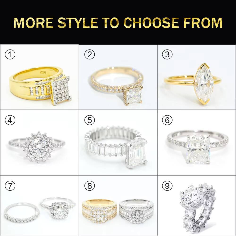 10k 14k 18k Solid Gold Moissanite Engagement Hoop Rings Charm Classic Ice Out Tennis Chain Solid Gold VVS Wedding Rings Women