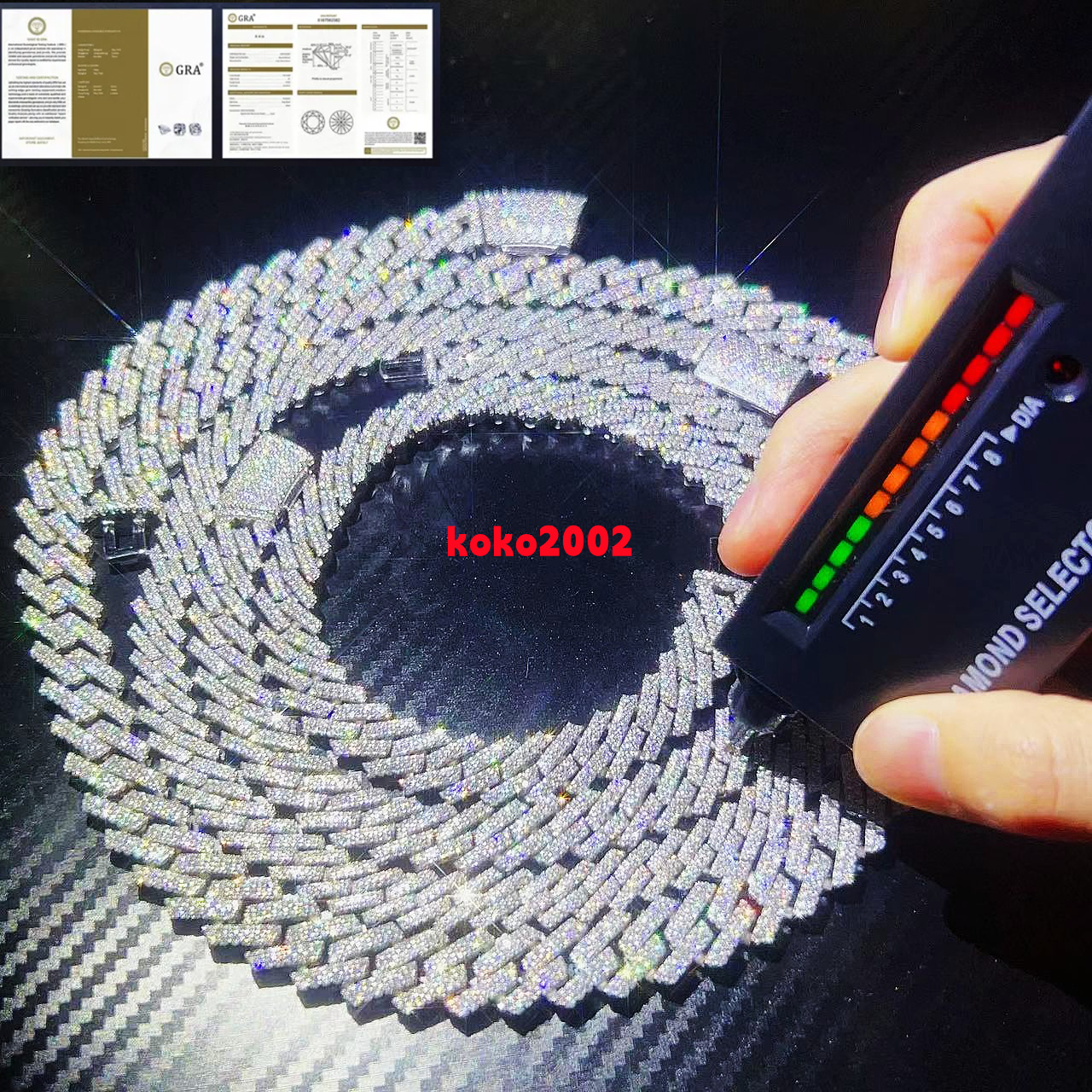 Fine Jewelry Necklace S925 Sterling Silver 10mm 12mm 14mm 15mm Hip Hop Iced Out 2 Row Vvs1 Moissanite Diamond Cuban Link Chain