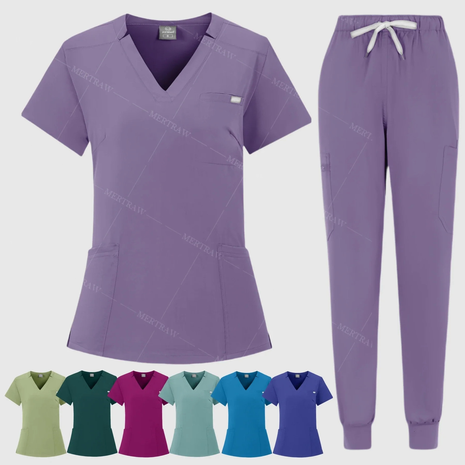 Multicolor Women Pet Shop Doctor Scrub Surgery Workwear Scrub Set Scrub Uniform Short Sleeve TopsPants Nursing Uniform 250715
