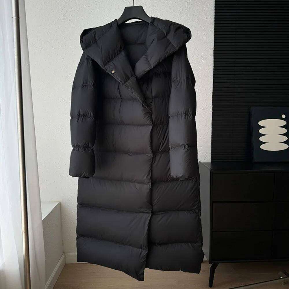 OFTBUY 2025 New Autumn Winter Clothing Women Long White Duck Down Coat Hooded Solid Simple Puffer Jacket Female Fashion Clothes MDNG