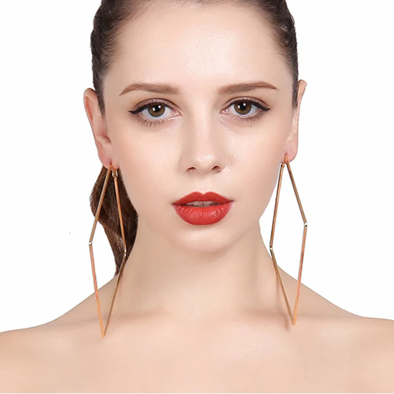 BLIJERY Trendy Oversize Geometric Big Hoop Earrings For Women Basketball Brincos Exaggerated Large Square Punk Jewelry 250715