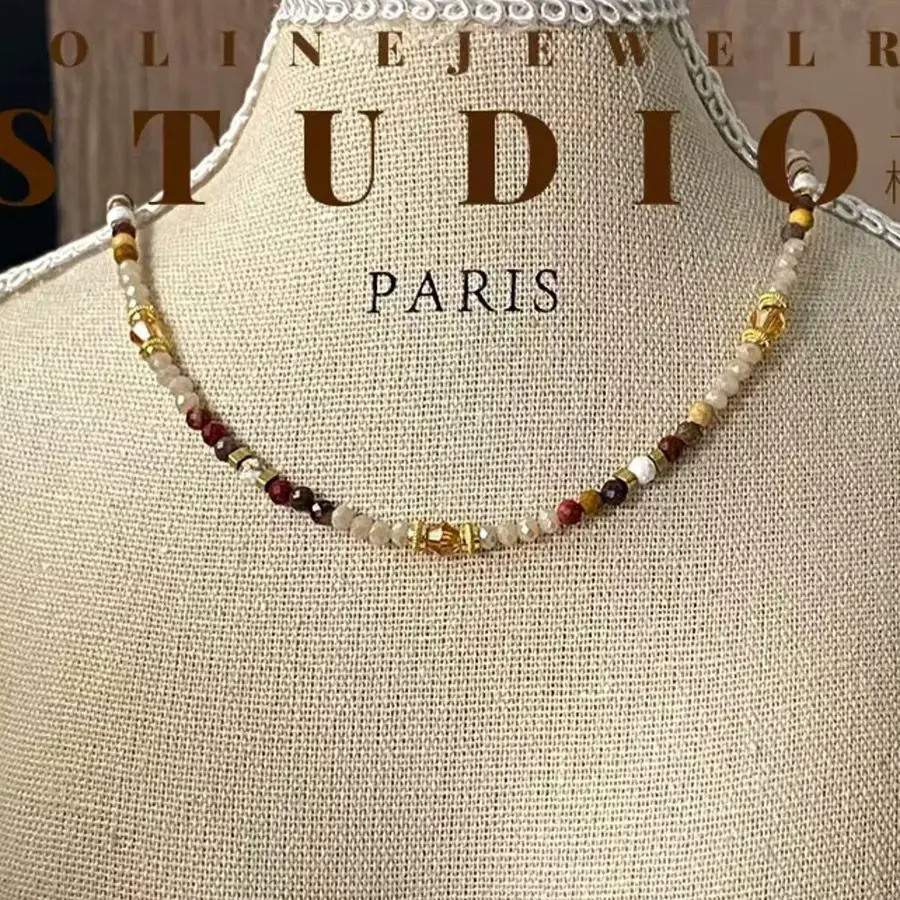 Fashion Summer Jewelry natural Egg yellow stone Beads steel accessories necklace Stacking collarbone chains 250712