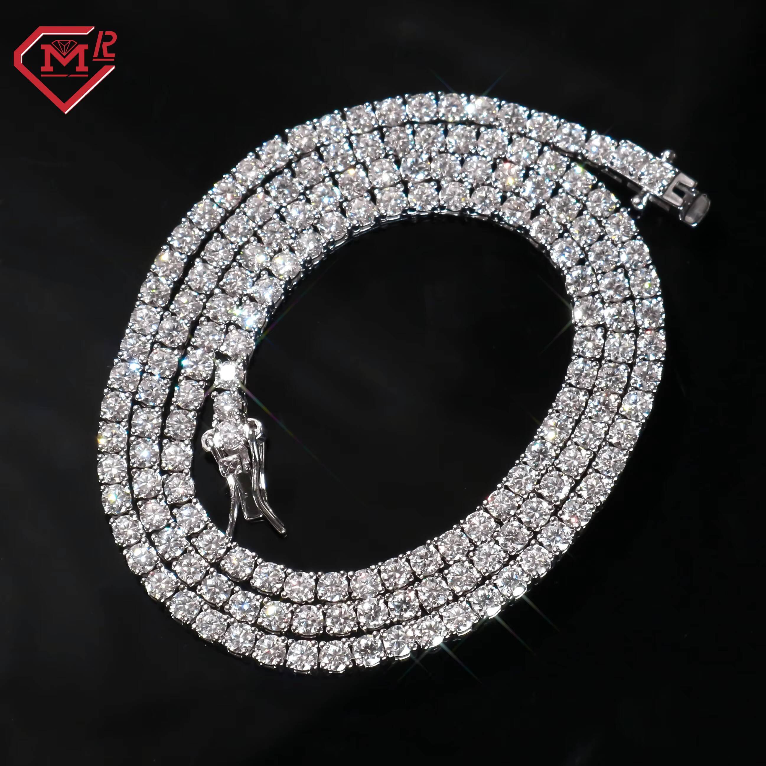 Dropshipping Tennis Chain 3MM 5MM Luxury Vvs Moissanite Diamond S925 Tennis Chain Necklace for Men Women