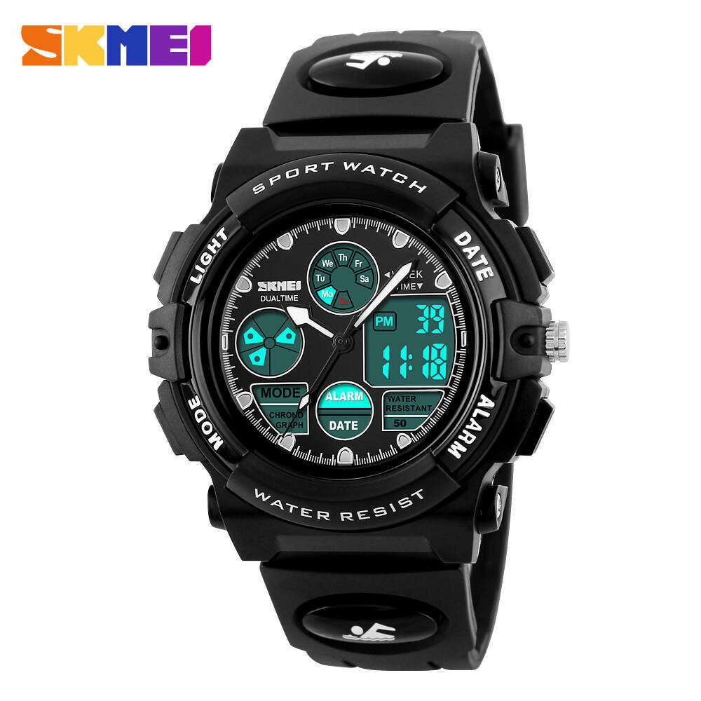 Shikomei Dual Movement Children's Student Model Multifunctional Luminous Waterproof Electronic LED Watch for Boys