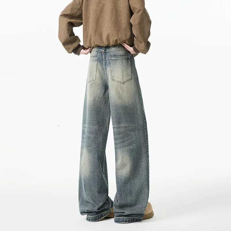 2025 New Retro Washed Straight-Leg Jeans For Men High Street Fashion Baggy Denim Pants Men Hip Hop Distressed Y2K Jeans X250718