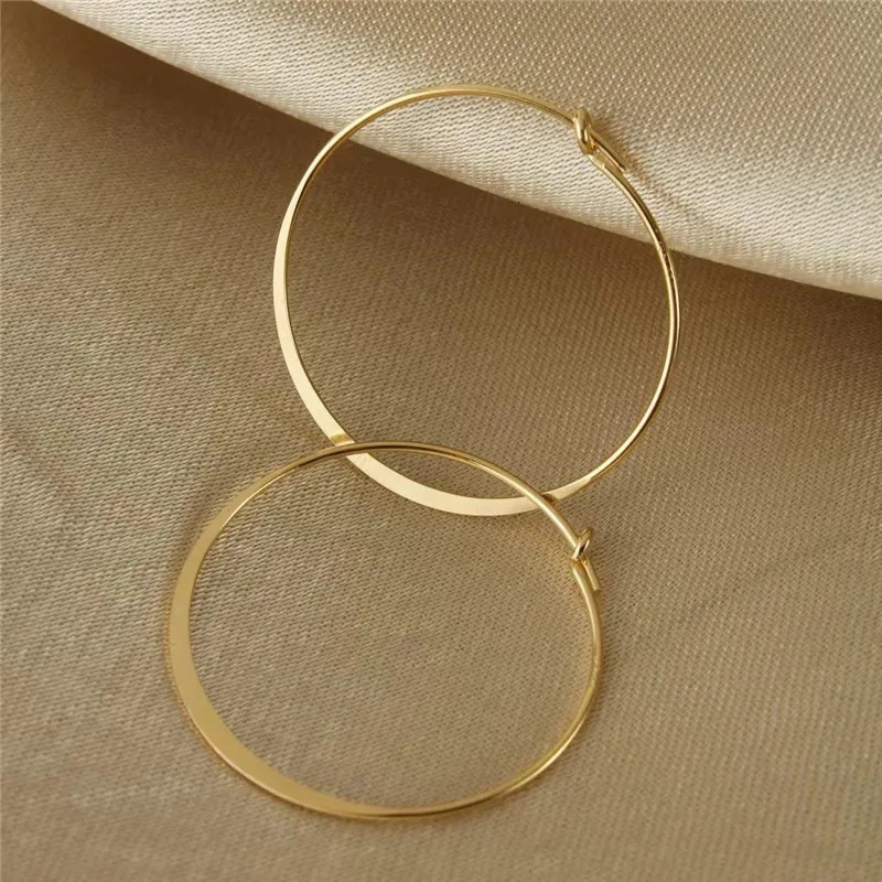 14K Gold Filled Flattened Wire Hoop Earrings Gold Jewelry Gold Hoop Earrings Brincos Pendientes Oorbellen Boho Women Earrings 250716