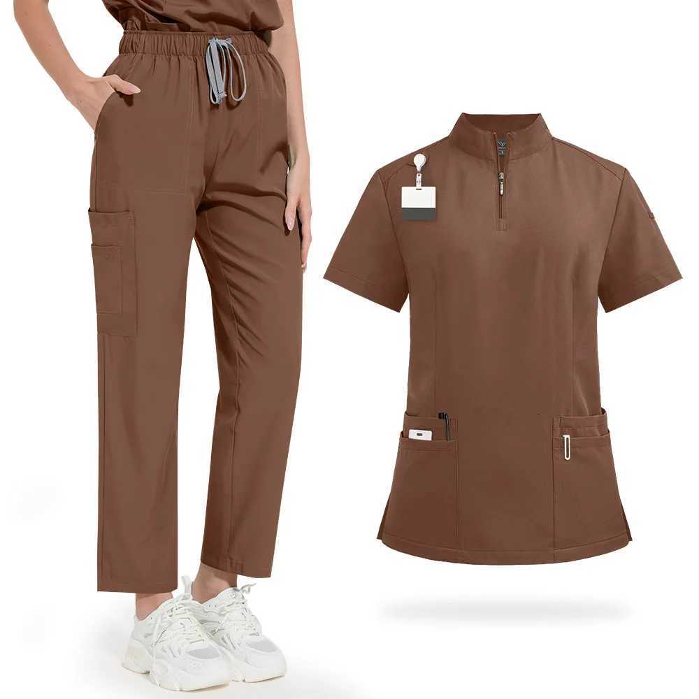 Classic New Nurse Scrubs Set Men Nurse Accessories Medical Uniform Surgical Dental Clinical Top Pants Lab Workwear Clothes Z250718