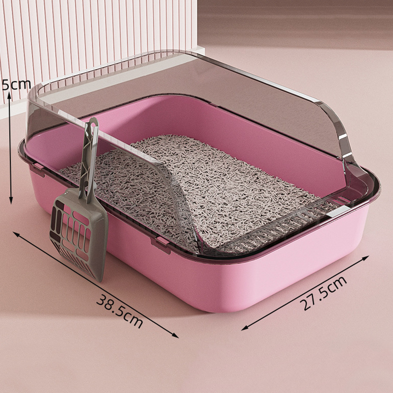 Semi enclosed cat litter box oversized splash proof thickened cat toilet pet supplies