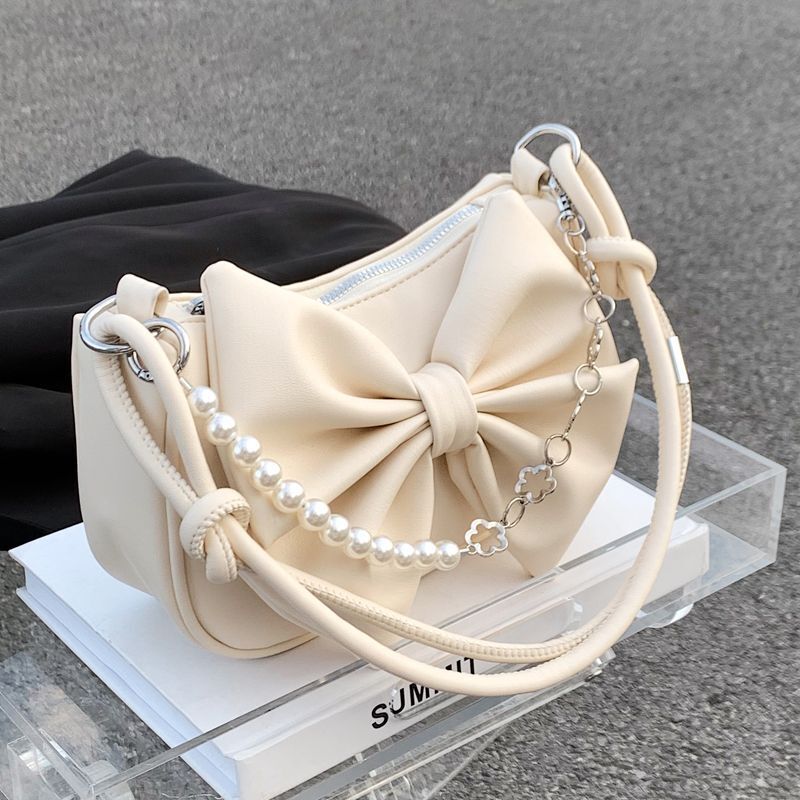 Summer New Women's Single Shoulder Crossbody Bag Summer New Solid Color Bow Chain Design Fashion Women's Texture Underarm Bag New Designer B
