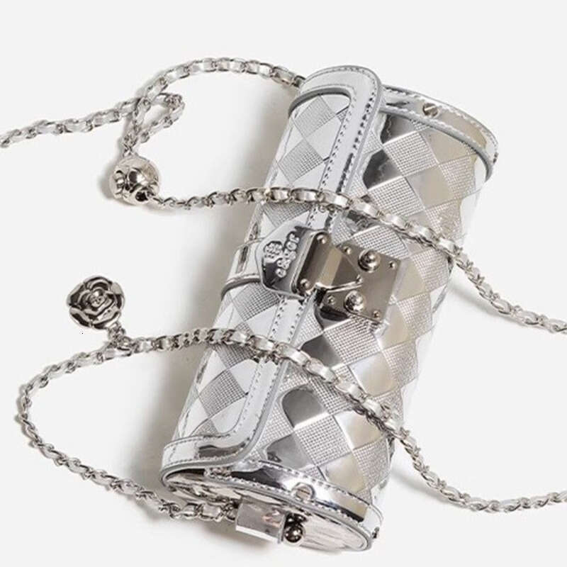 Leather Bag Bucket Bag Tote Bag Mirror Silver Papillon Cylinder Chain For Women Spring Summer New Quilted Lock Shoulder Crossbody Bag