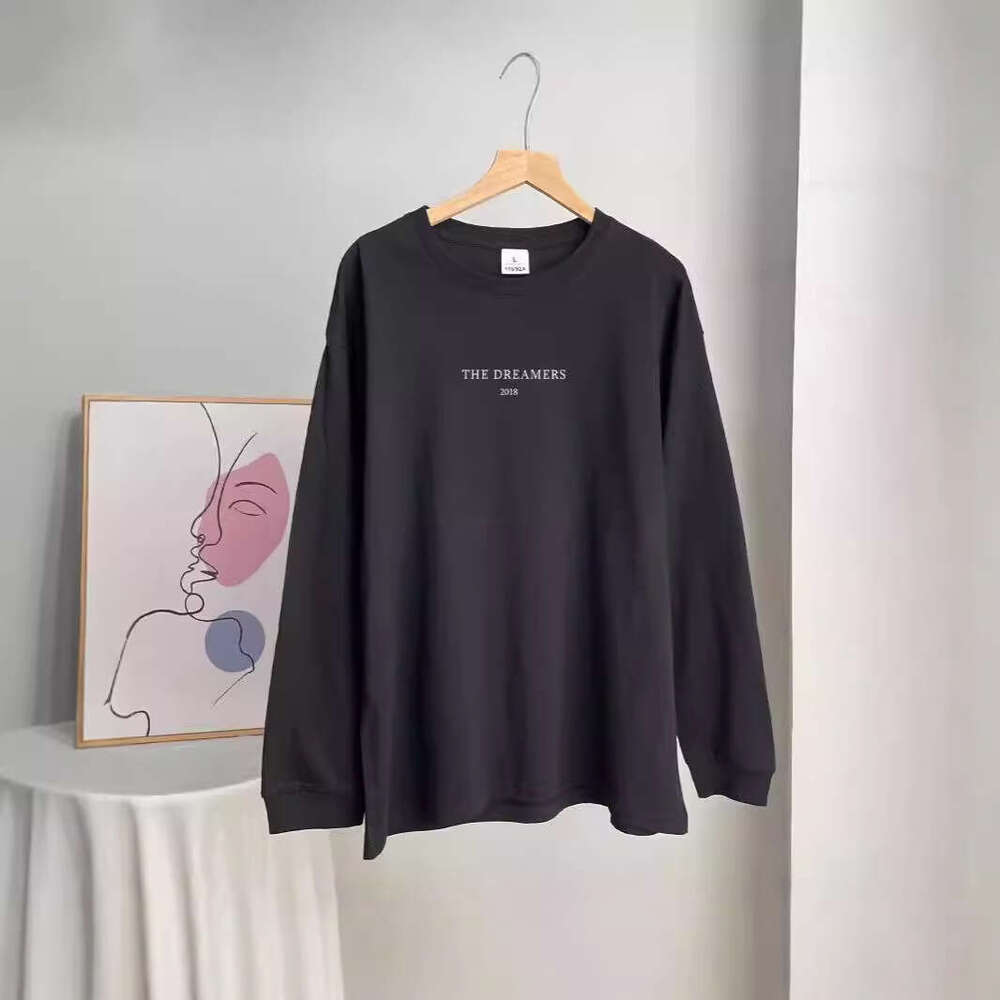 New American Style Letter Print Casual Cotton T-Shirt For Women Round Neck Loose Top B5