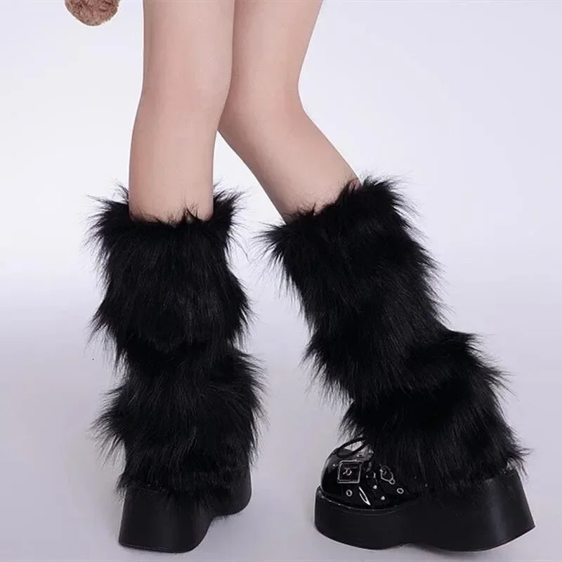 12pairs Y2K Spicy Girls Rabbit Fur Grass Leg Covers Plush Thickened Velvet Subcultural Tubing Stacked Furry Leg 250717