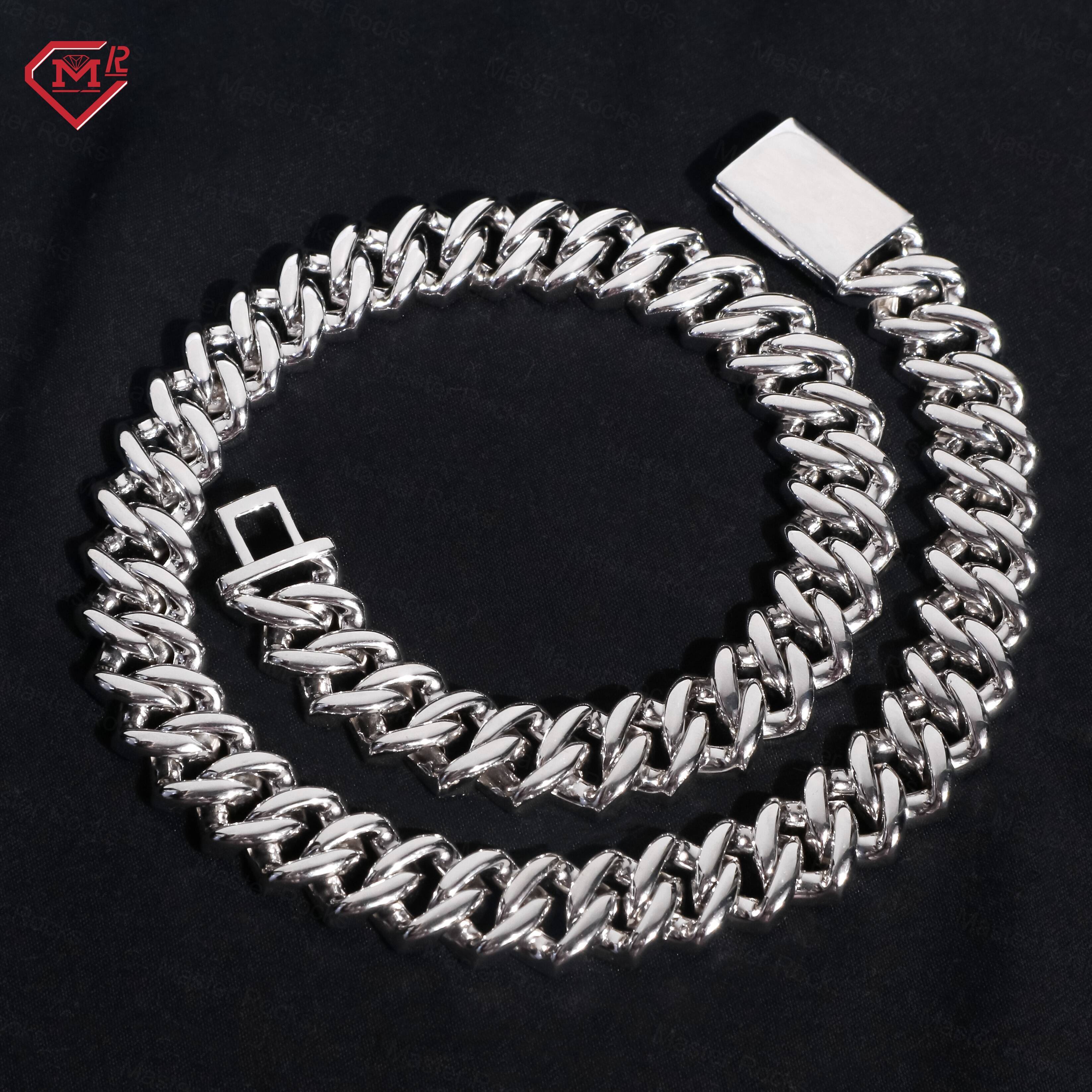 Bling 15mm Moissanite Chain Hiphop Jewelry Pass Diamond Tester 925 Silver Vvs Iced Out Moissanite Cuban Chain