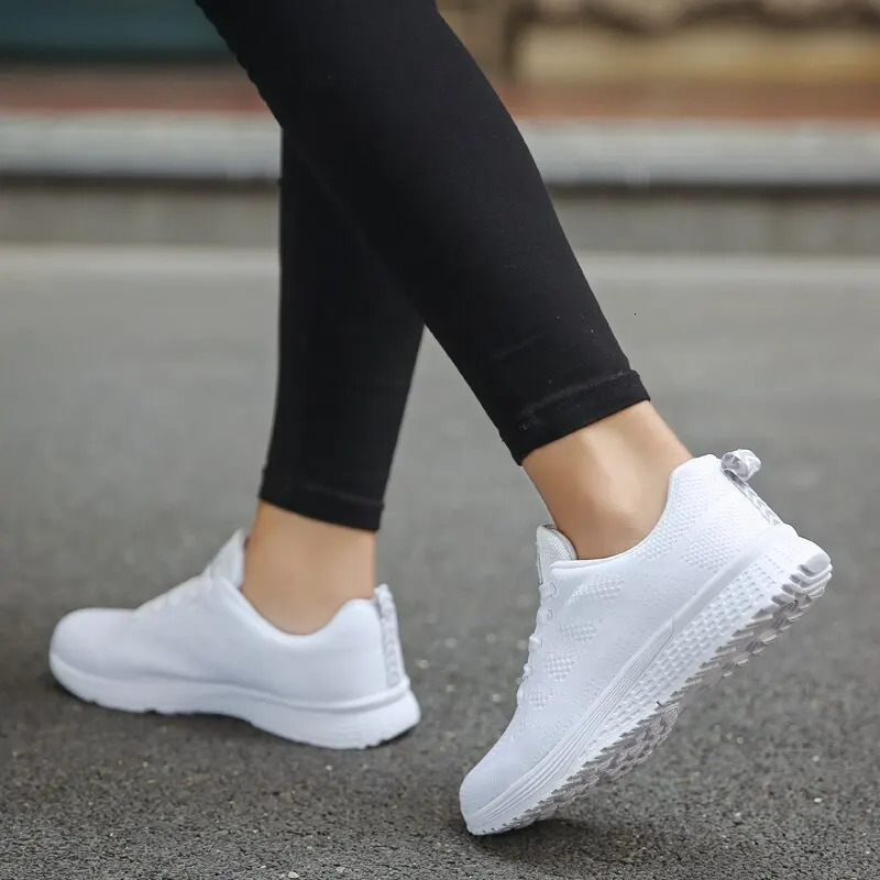 Women Casual Shoes Fashion Breathable Walking Mesh Flat Sneakers White Female Footwear 250717