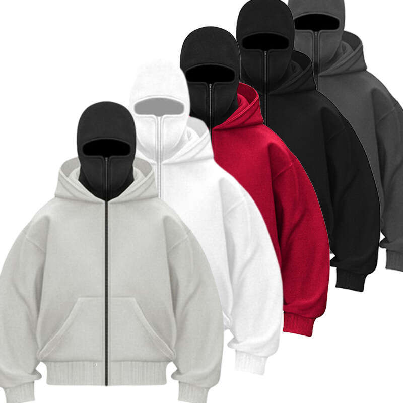 Double Hat Design Hooded Zipper Sweatshirt Jacket For Men And Women Spring Autumn Winter Couple Cardigan Top B5