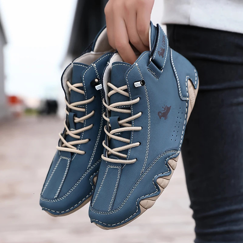 Leather Casual Shoes Sneakers for Men Fashion Outdoor Walking Loafers Shoes Comfortable Footwear Men Boots In 250717